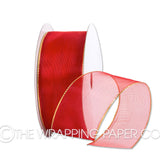 ORGANZA GOLD WIRED EDGE 38MM RED