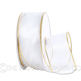 ORGANZA GOLD WIRED EDGE 38MM WHITE