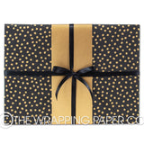 Matt black large gold dot wrapping paper
