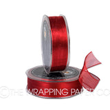 ORGANZA METALLIC WIRED EDGE RED