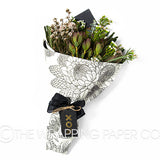 PACK & WRAP PAPER BLACK FLOWER TRIBE