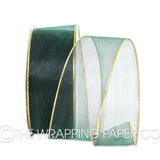 ORGANZA GOLD WIRED EDGE 38MM HUNTER GREEN