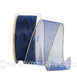 ORGANZA GOLD WIRED EDGE 38MM NAVY