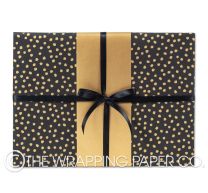 Matt black large gold dot wrapping paper